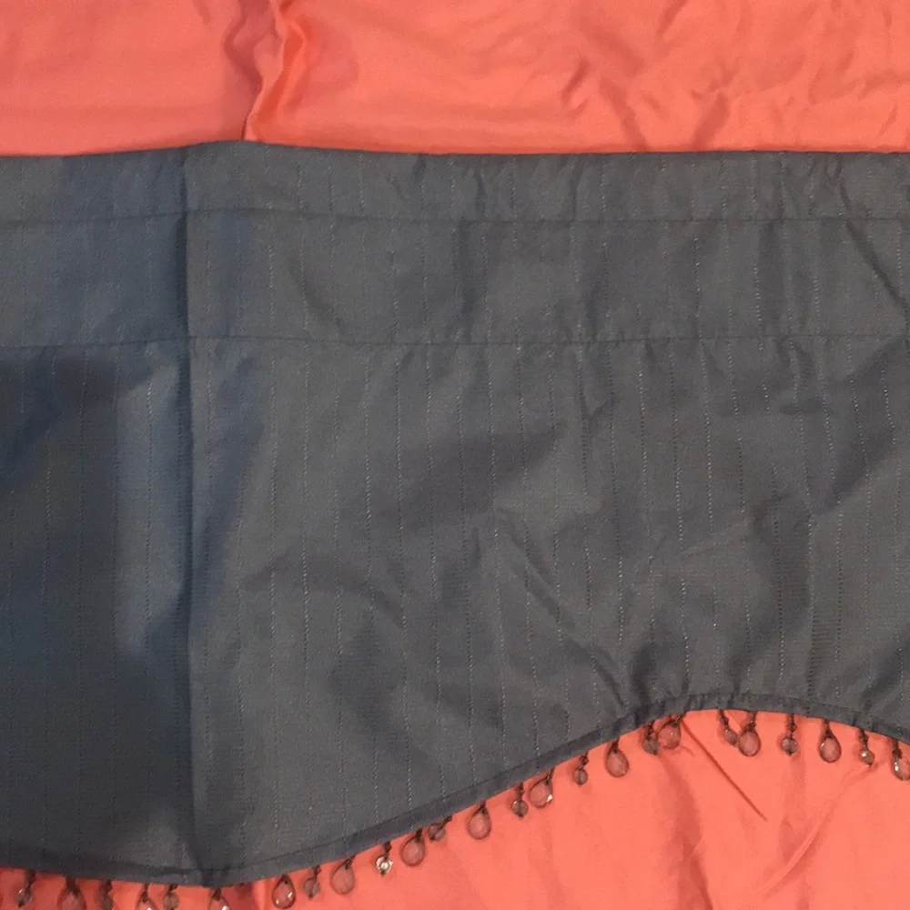 Curtain Valance Gray with Beaded Bottom